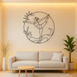 Compass Pose Line Metal Wall Art | Yoga and Meditation Wall Decor