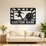 Personalized Soccer Player Metal Wall Art with Stadium