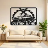 Personalized Muscle Car Metal Wall Art with Wrench Frame