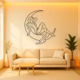 Crescent Reclining Figure Metal Wall Art | Celestial Woman Wall Decor