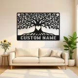 Personalized Leafy Tree Metal Wall Art with Heart