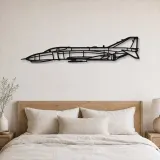 Insegna in metallo silhouette aereo F-4 Phantom, Silhouette di aerei in metallo, Decorazione murale di aviazione, Decorazione per aviatori
