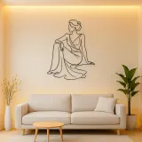 Seated Dress Flow Metal Wall Art | Fashion Figure Wall Decor