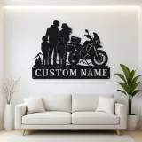 Personalized Adventure Motorcycle Mountain Family Metal Wall Art