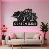 Personalized Heavy Wheel Loader Raised Bucket Metal Wall Art