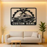 Personalized Muscle Car Metal Wall Art with Wrench Frame