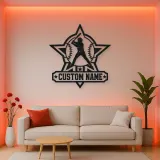 Personalized Baseball Batter Star Badge Metal Wall Art