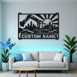 Personalized Excavator Metal Wall Art with Construction Skyline