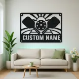 Personalized Pickleball Metal Wall Art with Sunrise Court