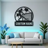 Personalized Soccer Player Metal Wall Art with Goal Scene