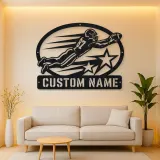 Personalized Number 87 Diving Receiver Stars Metal Wall Art