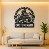 Personalized ATV Quad Rider Metal Wall Art with Mountain Trail