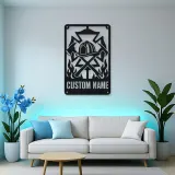 Personalized Firefighter Crest Metal Wall Art with Axes
