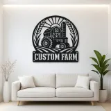 Personalized Tractor Farm Metal Wall Art with Barn Scene
