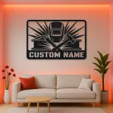 Personalized Welder Metal Wall Art with Torch and Hammer