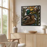 Mallard Duck Pair by Peaceful Farm Pond Colorful Metal Wall Art