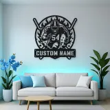 Personalized Number 54 Football Player Flame Metal Wall Art