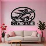 Personalized Number 87 Diving Receiver Stars Metal Wall Art