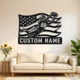 Personalized Number 88 Diving Receiver American Flag Metal Wall Art