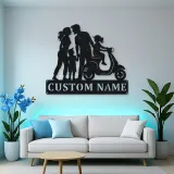 Personalized Scooter Family of Four Metal Wall Art
