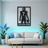 Personalized Number 7 Football Player Back View Metal Wall Art