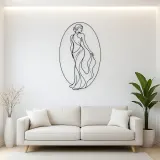 Woman in Oval Frame Metal Wall Art | Feminine Figure Wall Decor