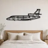 Insegna in metallo silhouette dell'aereo Falcon 900EX, Silhouette di aerei in metallo, Decorazione da parete aviatore