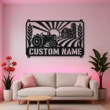 Personalized Vintage Tractor Metal Wall Art with Farm Scene