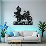 Personalized Adventure Motorcycle Couple Metal Wall Art