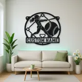 Personalized Softball Batter Metal Wall Art with Diamond