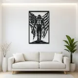 Personalized Number 01 Football Player American Flag Metal Wall Art