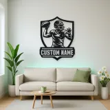 Personalized Quarterback Passing Shield Metal Wall Art
