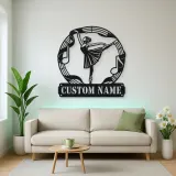 Personalized Ballerina Metal Wall Art with Musical Notes