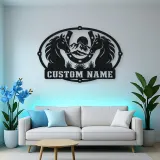 Personalized Two Horse Metal Wall Art with Horseshoe Frame