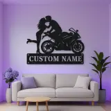 Personalized Sport Motorcycle Couple Metal Wall Art
