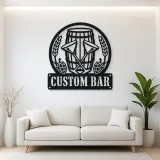 Personalized Home Bar Metal Wall Art with Beer Barrel