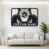 Personalized Horse Pair Metal Wall Art with Horseshoe