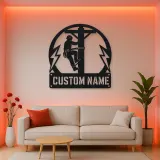 Personalized Electrical Lineman Metal Wall Art with Utility Pole