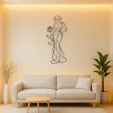 Standing Rose Model Metal Wall Art | Botanical Woman Wall Decor