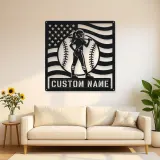 Personalized Female Softball Player Bat on Shoulder Metal Wall Art
