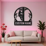 Personalized Electrical Lineman Metal Wall Art with Utility Pole