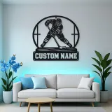 Personalized Ice Hockey Player Metal Wall Art