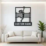 Personalized Volleyball Player Metal Wall Art with Spike Pose