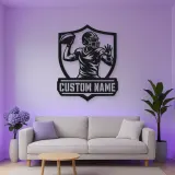 Personalized Quarterback Passing Shield Metal Wall Art