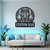 Personalized Home Bar Metal Wall Art with Beer Barrel