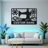 Personalized Sewing Machine Metal Wall Art with Quilt Details