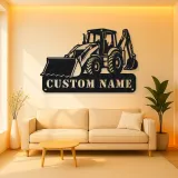 Personalized Backhoe Loader Front and Rear Bucket Metal Wall Art