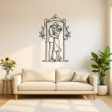 Doorway Hug Couple Metal Wall Art | Romantic Couple Decor