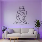 Seated Knee Embrace Metal Wall Art | Feminine Figure Wall Decor