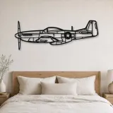 Silhouette d'avion en métal P-51 Mustang, décoration murale aéronautique